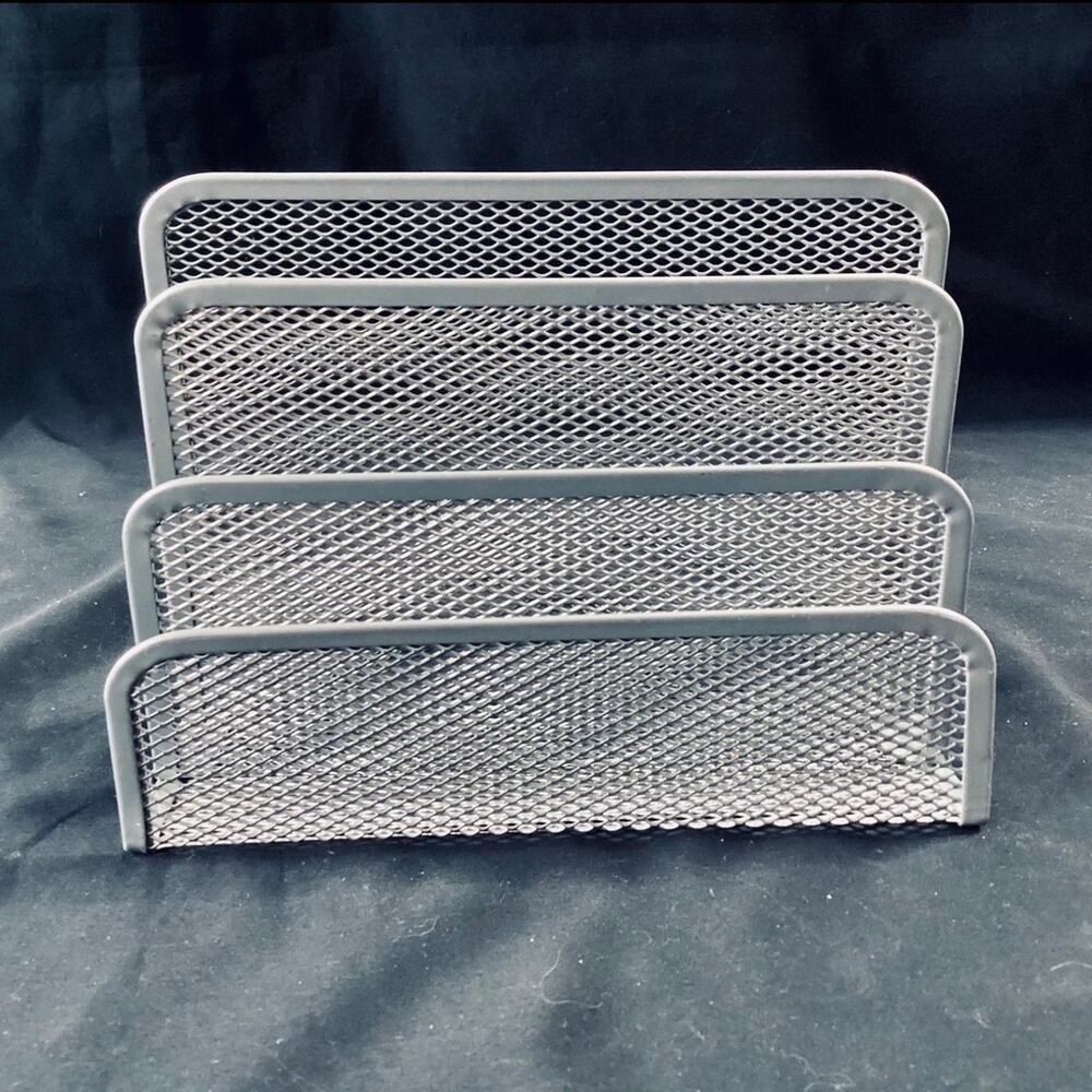 Classic Silver Mesh Desk Mail Organizer